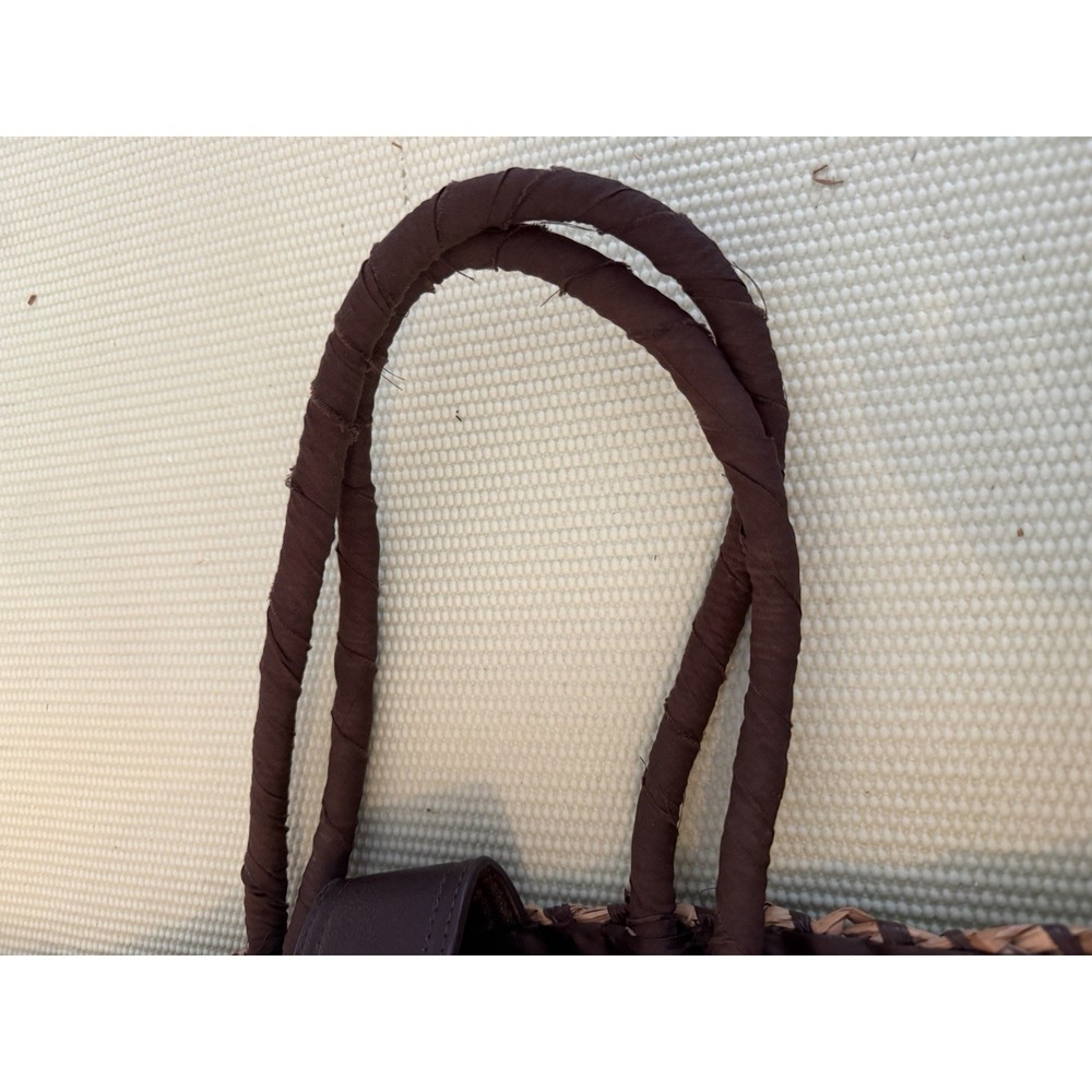 Sun & Same Beaded Straw Boho Purse Tote Beach Tan Coastal Resort Vacation - Picture 4 of 10